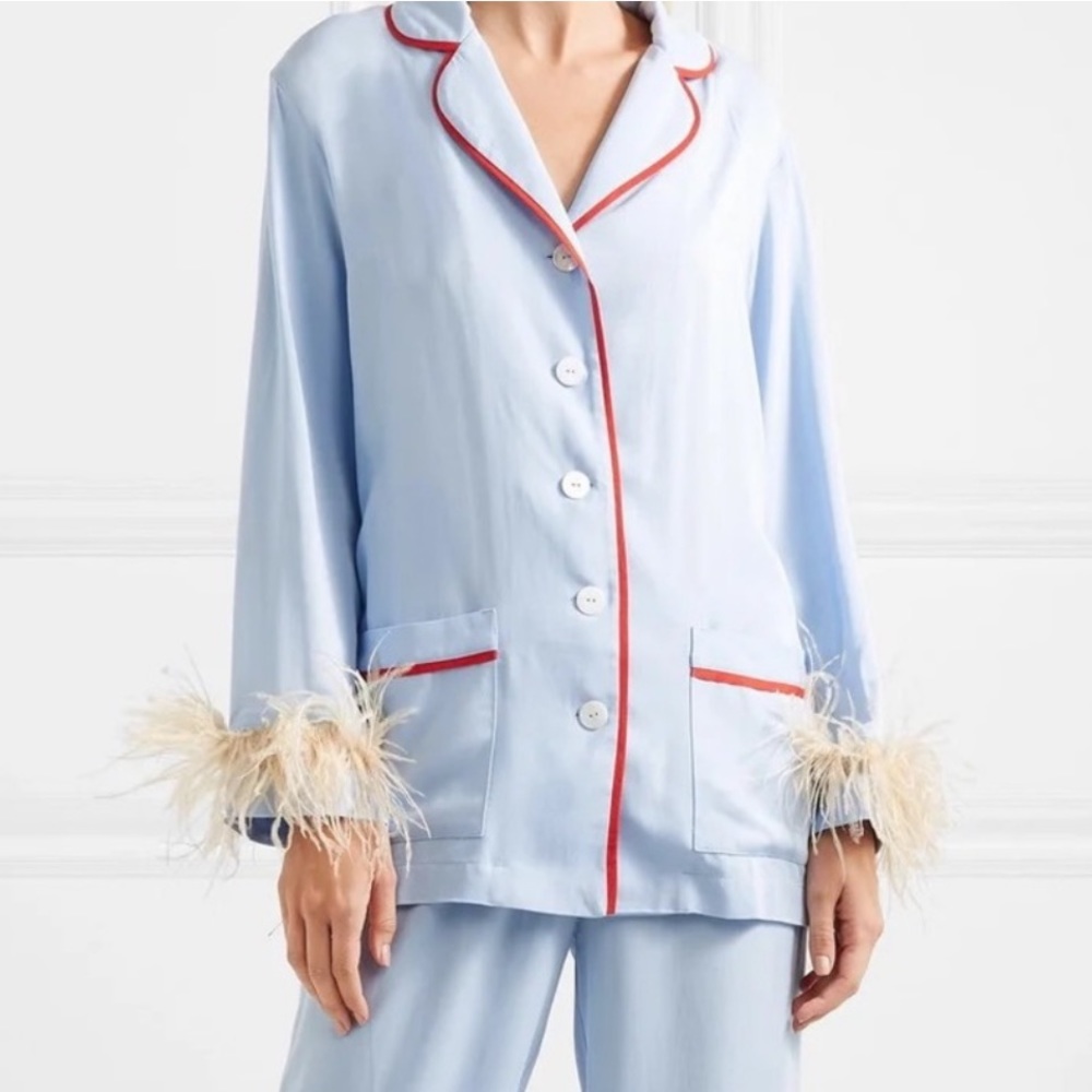 Sleeper Party Pajama Shirt with Feathers in Blue size - S SOLD OUT EVERYWHERE